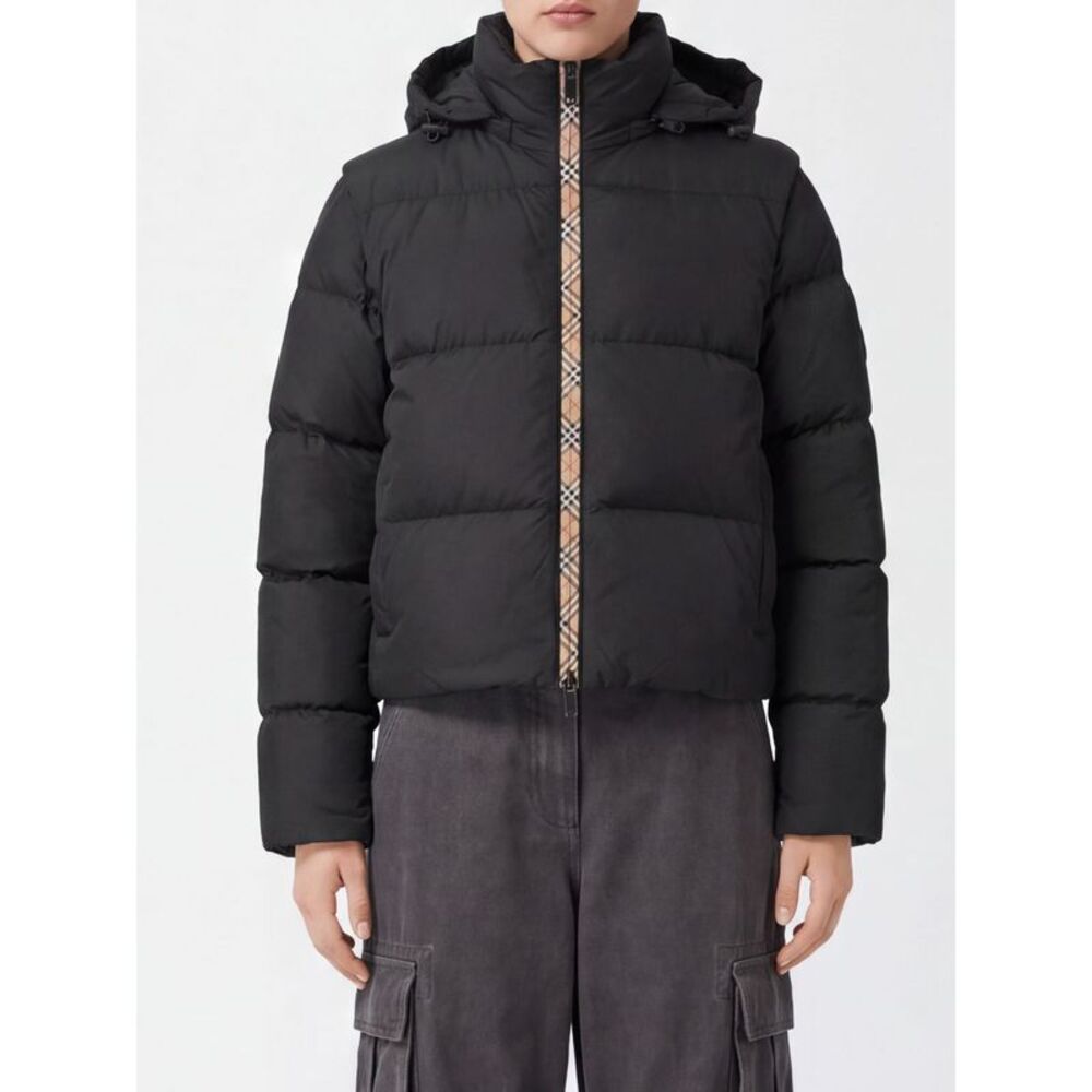 Burberry Women Burberry Quilted Nylon Short Puffer Jacket With Detachable Hood